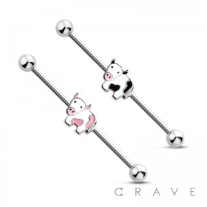 COW CENTER 316L SURGICAL STEEL INDUSTRIAL BARBELL (ANIMAL)